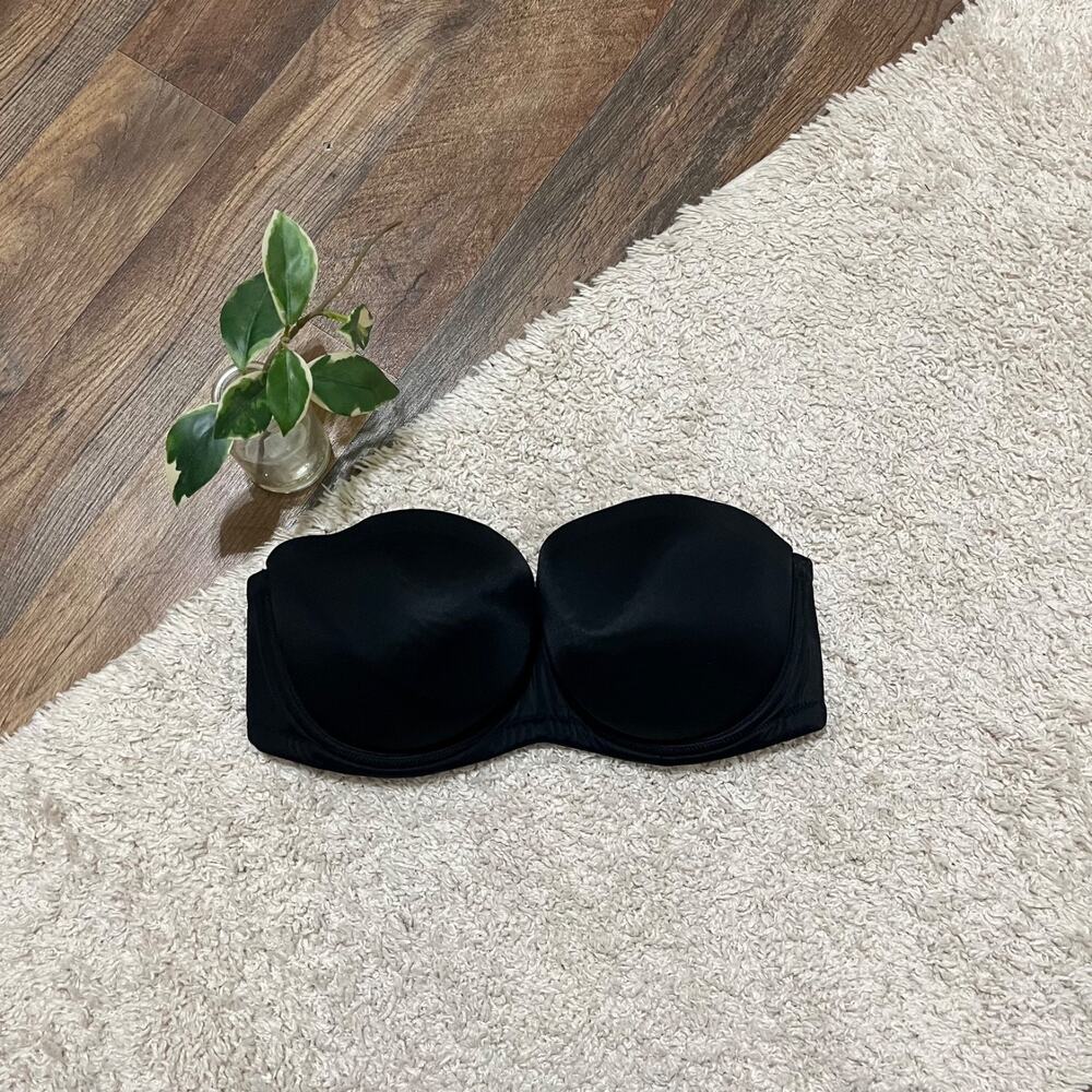 Cacique Lane Bryant Size 38D Black Strapless Lined Underwire Bra